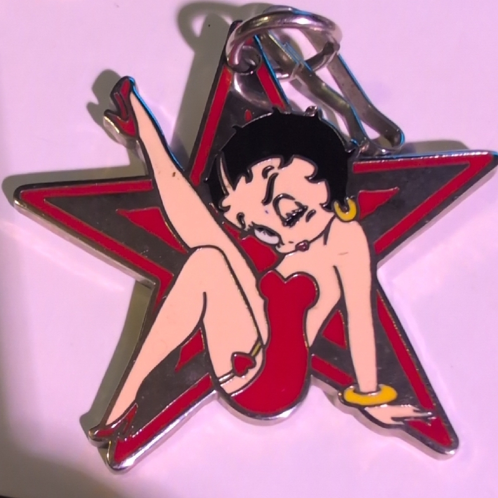 Betty Boop Red and Silver Star Keychain